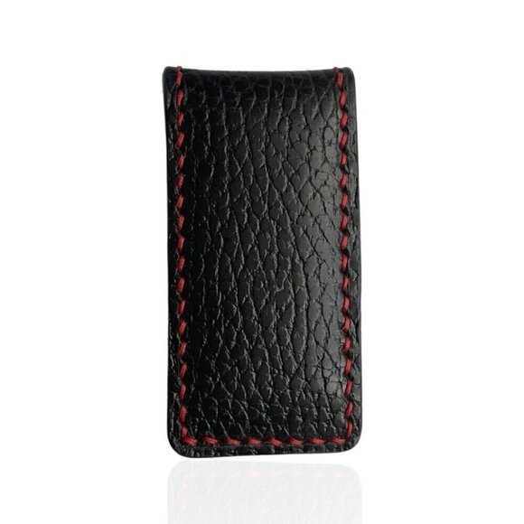 Hand Crafted Leather Money Clip, Strong Magnet, Accessory for Men (Black) - Picture 3 of 5